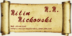 Milin Mickovski vizit kartica